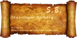 Steininger Borbála névjegykártya